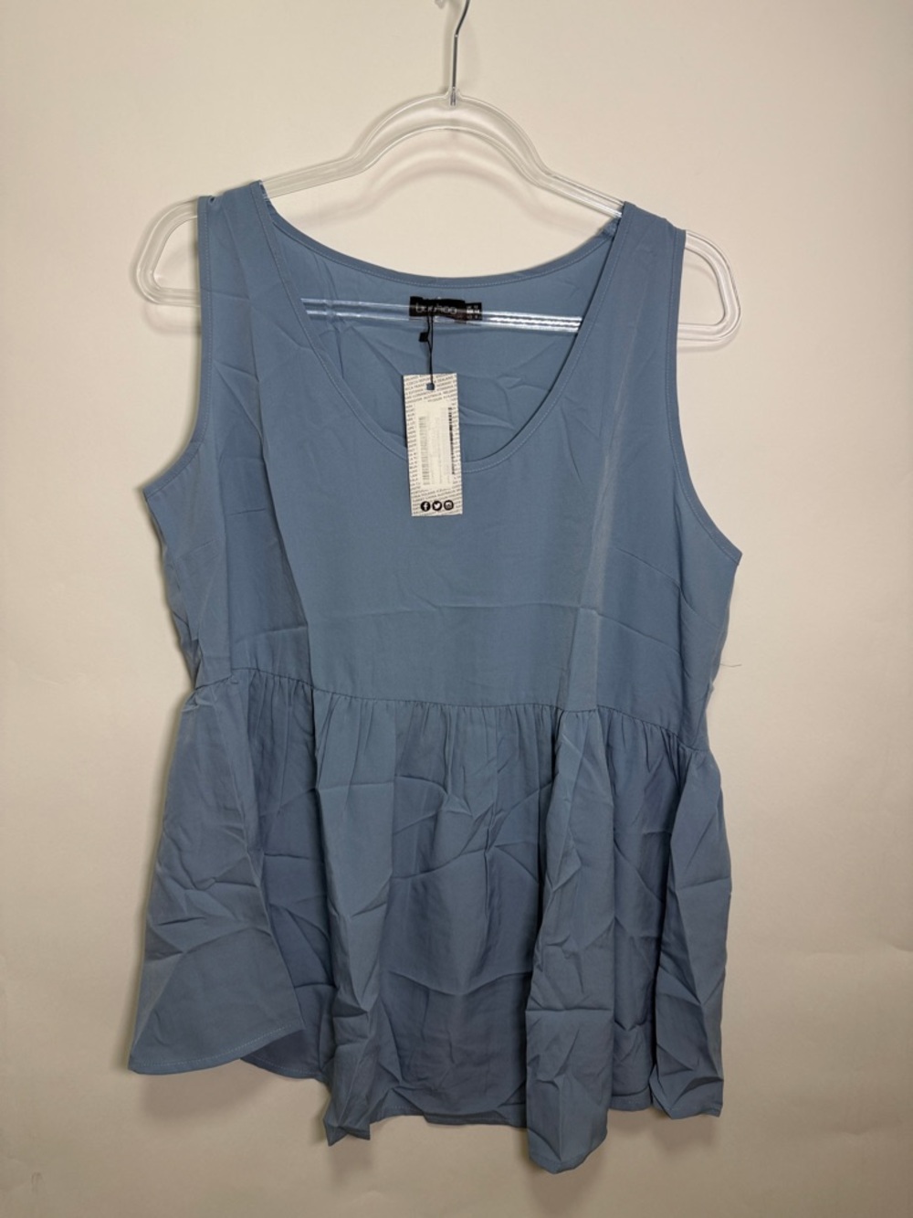 Boohoo Dusty Blue Peplum Tank Top